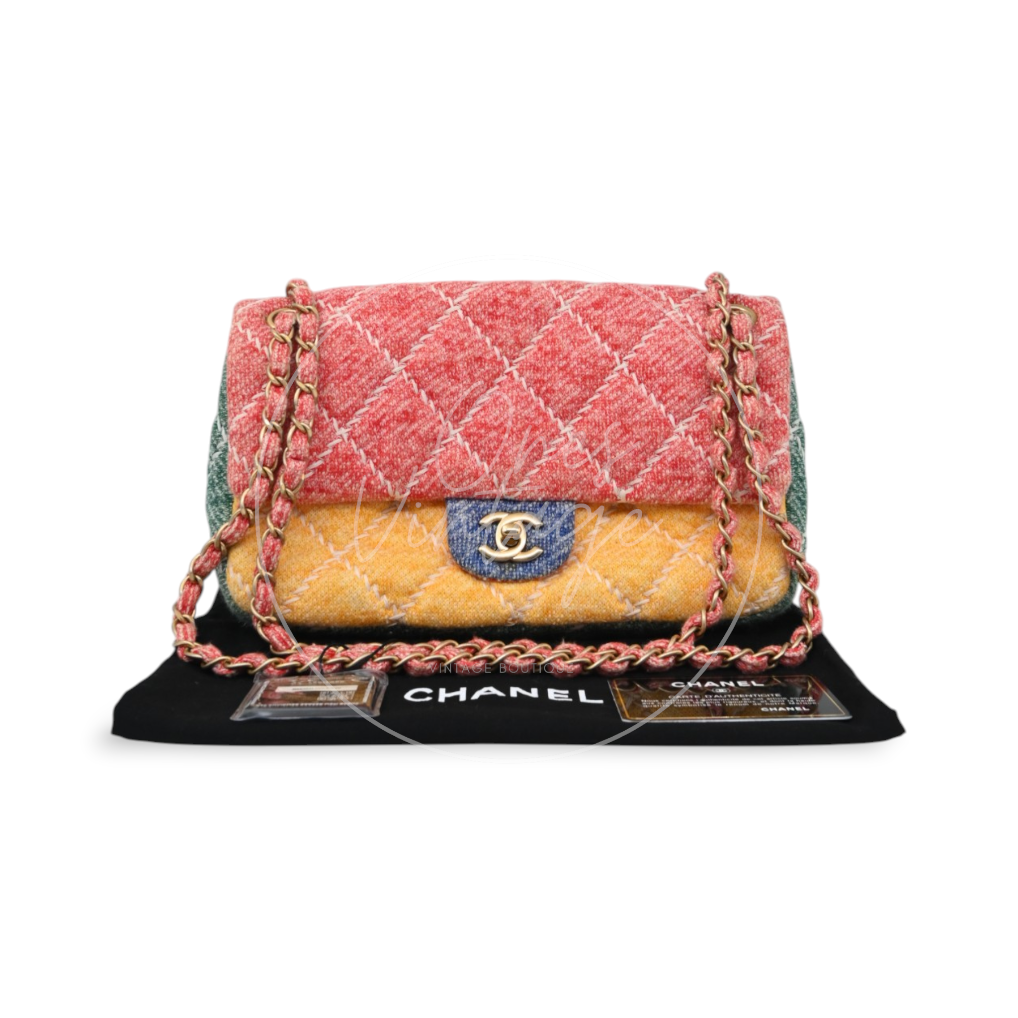Chanel Jersey Knit Medium Flap Bag GHW Multicolor Series 20