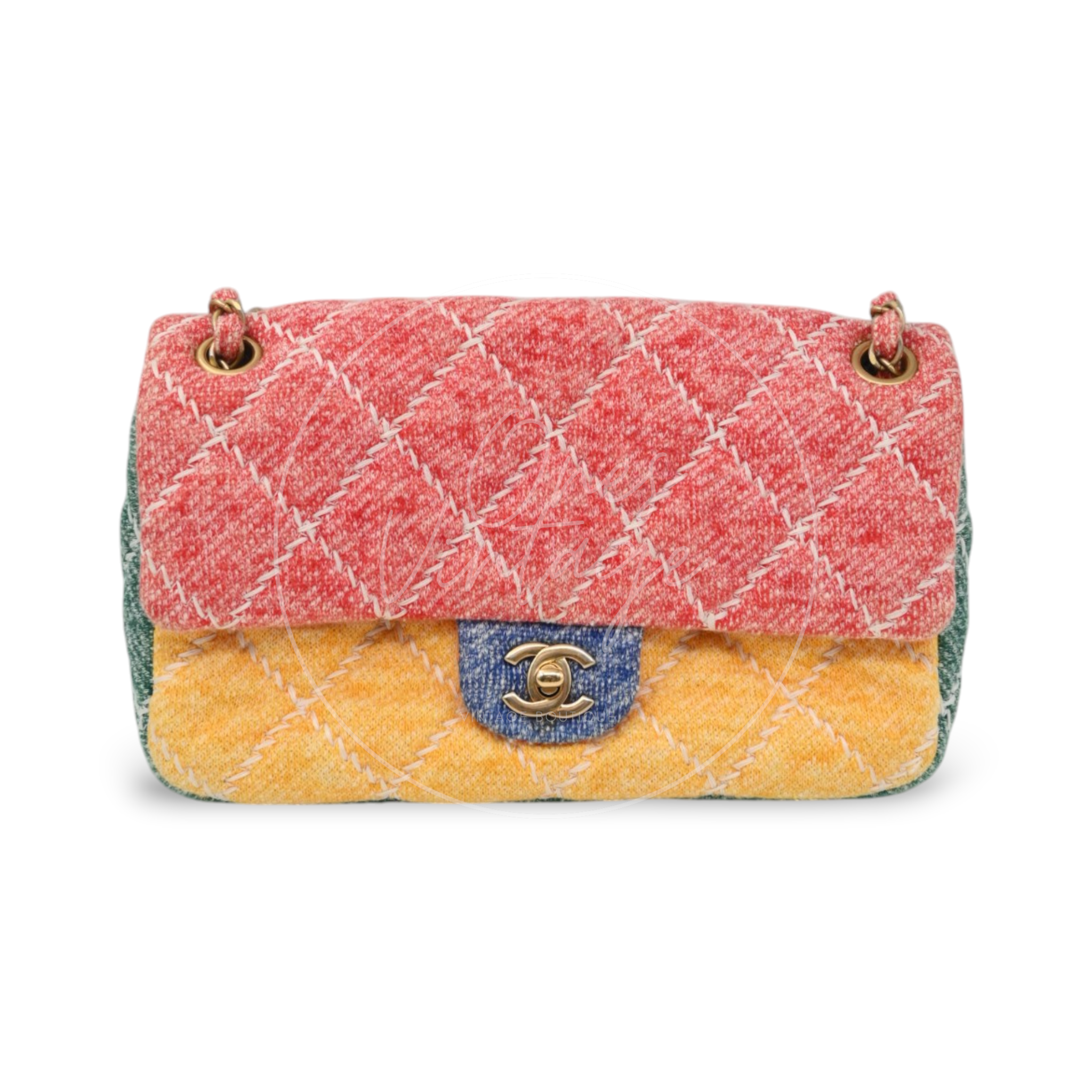 Chanel Jersey Knit Medium Flap Bag GHW Multicolor Series 20