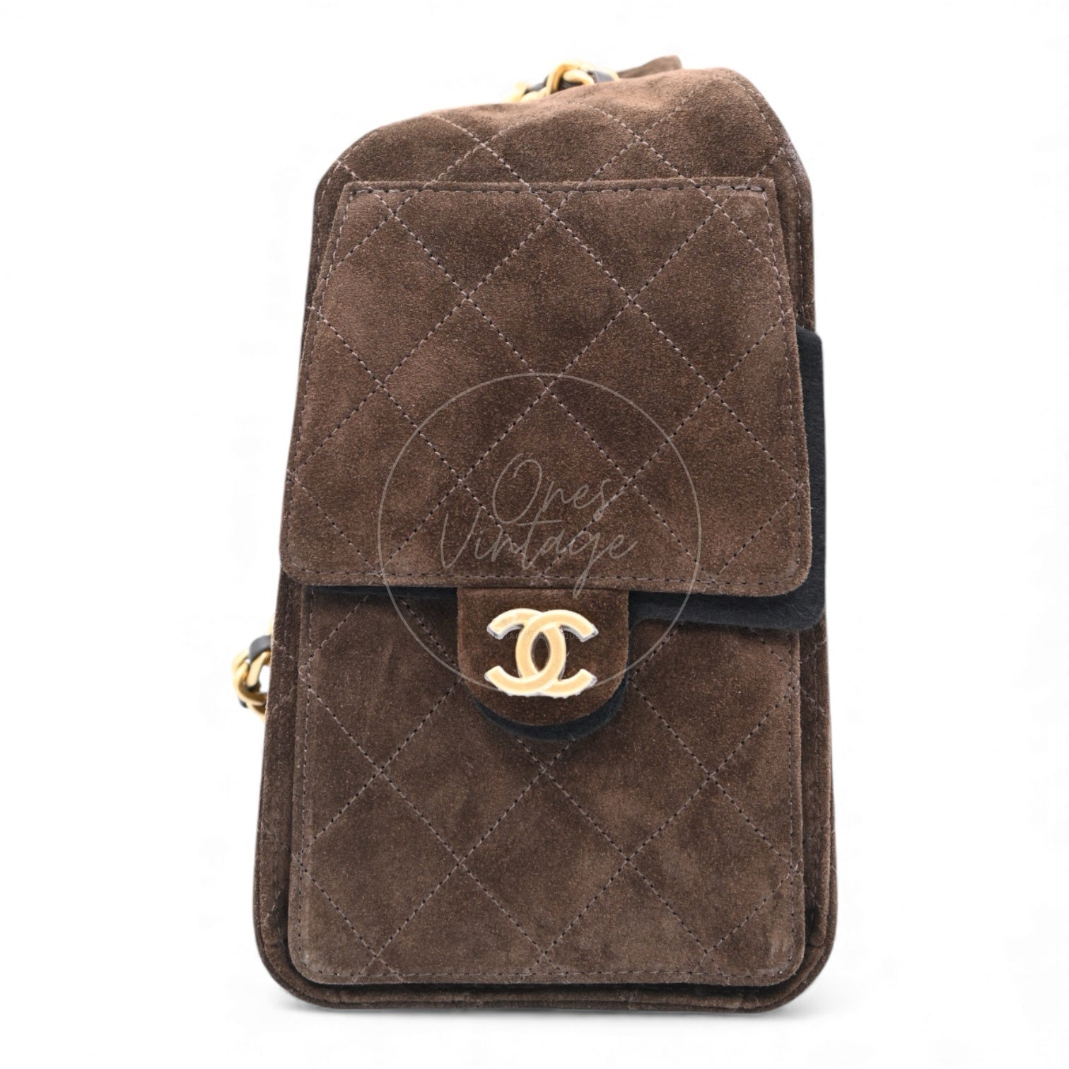 [Unused] Chanel 25 Suede Calfskin & Gold-tone Metal Dark Brown Small Handbag