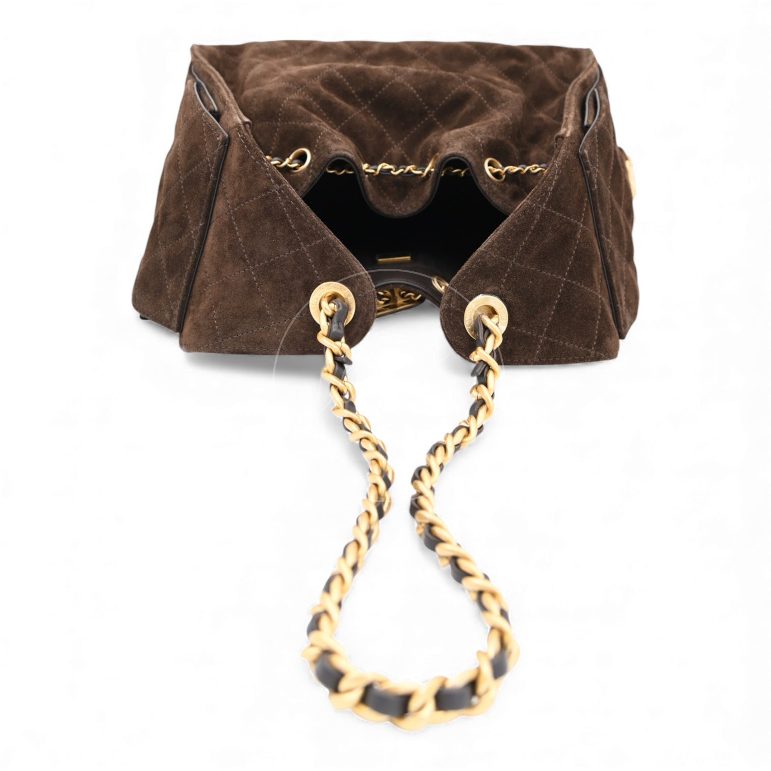 [Unused] Chanel 25 Suede Calfskin & Gold-tone Metal Dark Brown Small Handbag