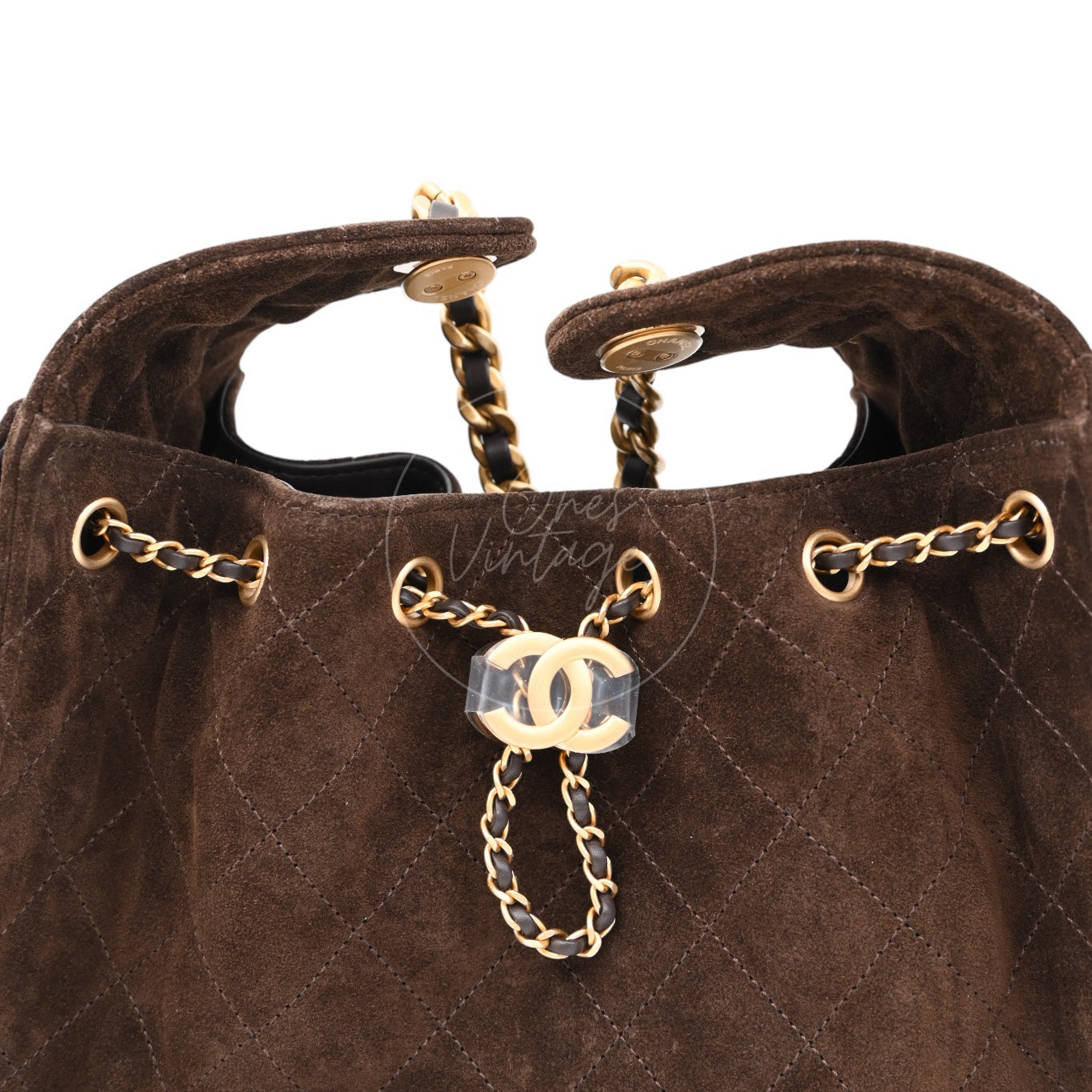 [Unused] Chanel 25 Suede Calfskin & Gold-tone Metal Dark Brown Small Handbag