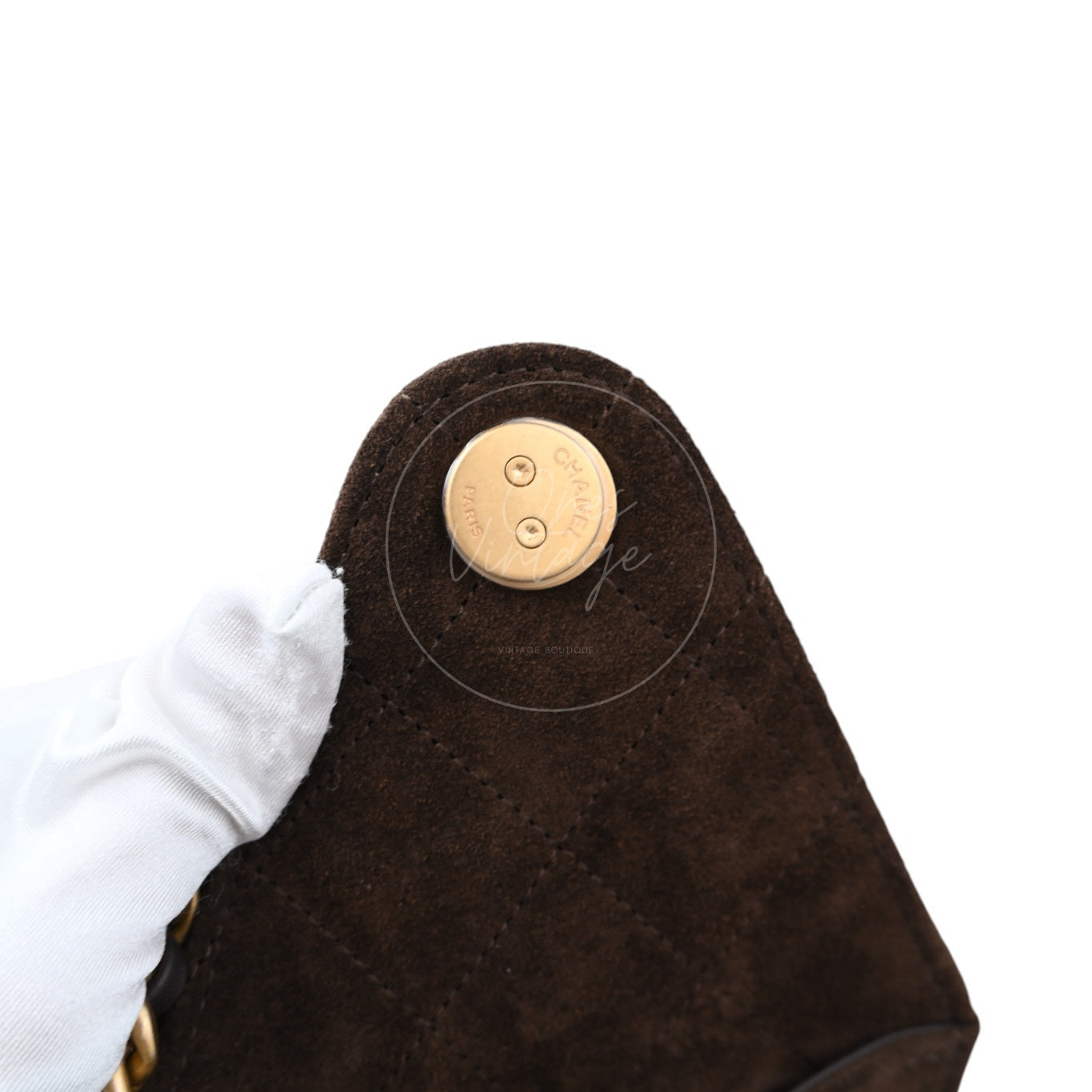 [Unused] Chanel 25 Suede Calfskin & Gold-tone Metal Dark Brown Small Handbag