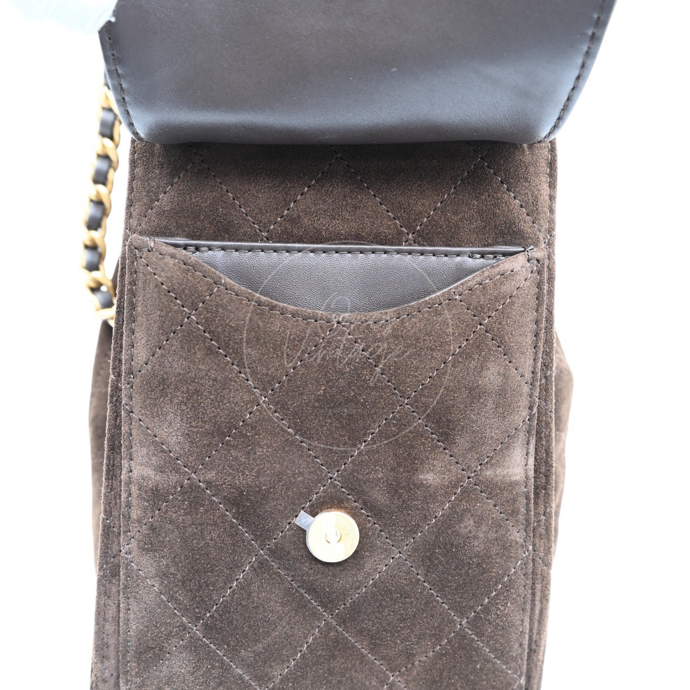 [Unused] Chanel 25 Suede Calfskin & Gold-tone Metal Dark Brown Small Handbag