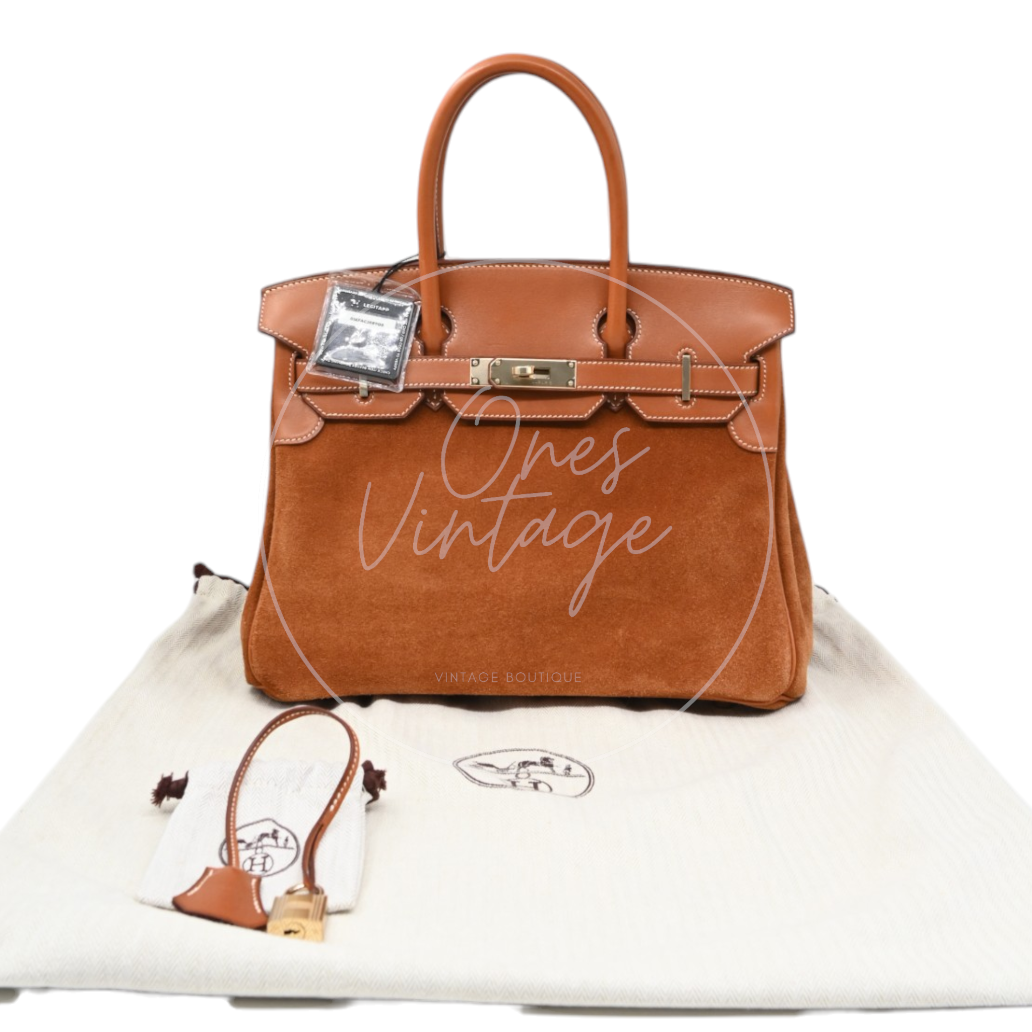 Hermes Birkin 30 Grizzly Handbag GHW Gold Brown Square P