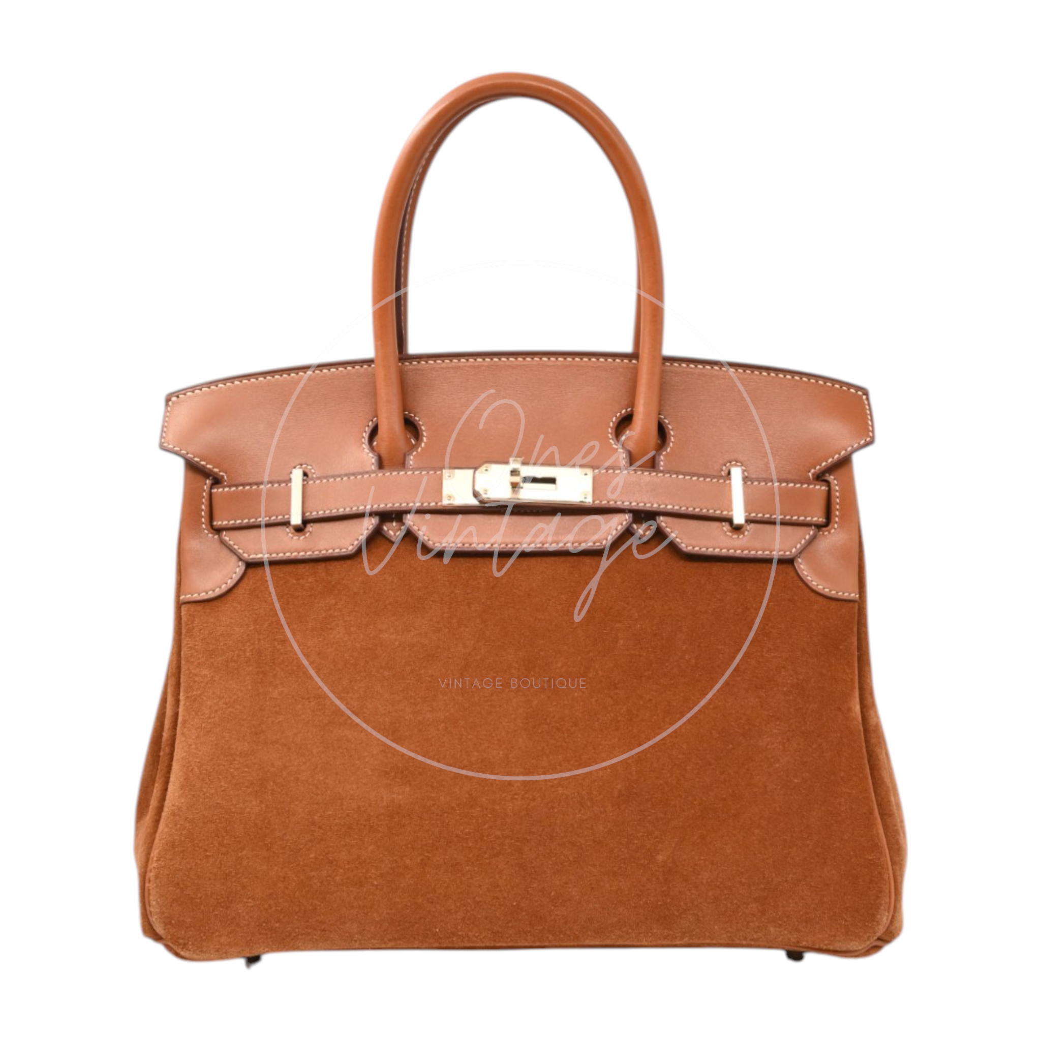 Hermes Birkin 30 Grizzly Handbag GHW Gold Brown Square P