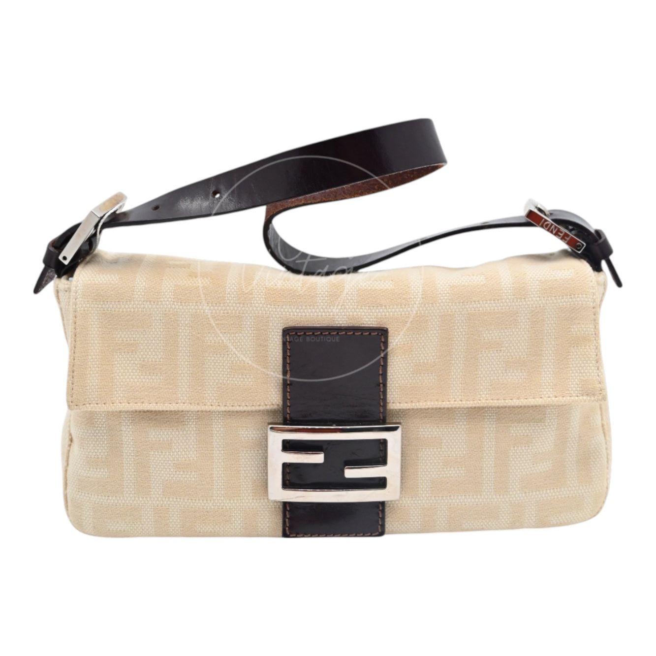 [Pre-owned] Fendi Vintage Zucca Canvas Mamma Baguette Ivory