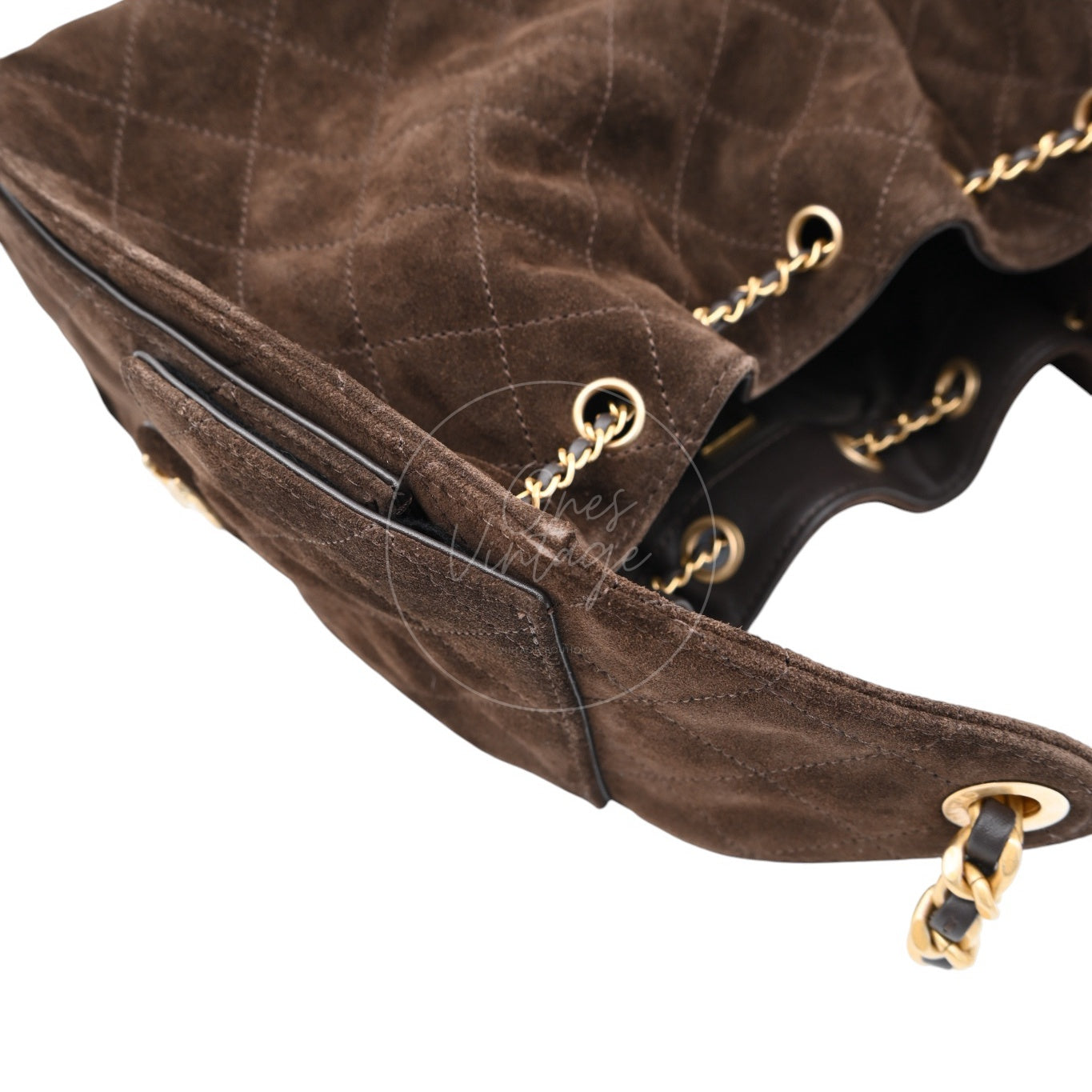 [Unused] Chanel 25 Suede Calfskin & Gold-tone Metal Dark Brown Small Handbag