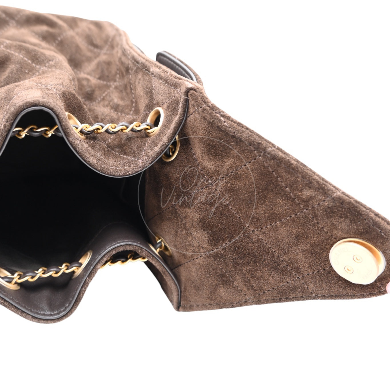 [Unused] Chanel 25 Suede Calfskin & Gold-tone Metal Dark Brown Small Handbag