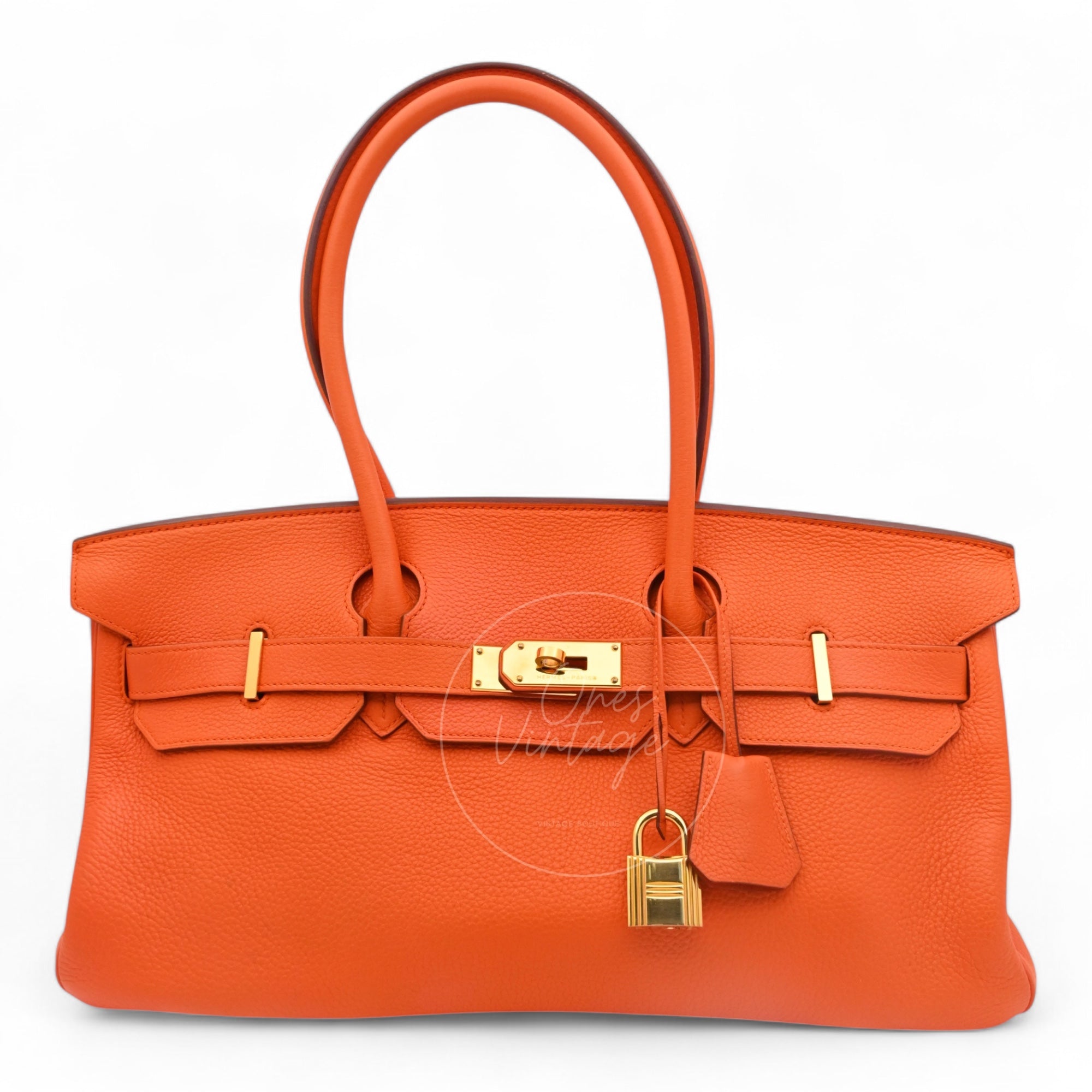 [Pre-owned] Hermes Shoulder Birkin Orange TC GHW Stamp Square N
