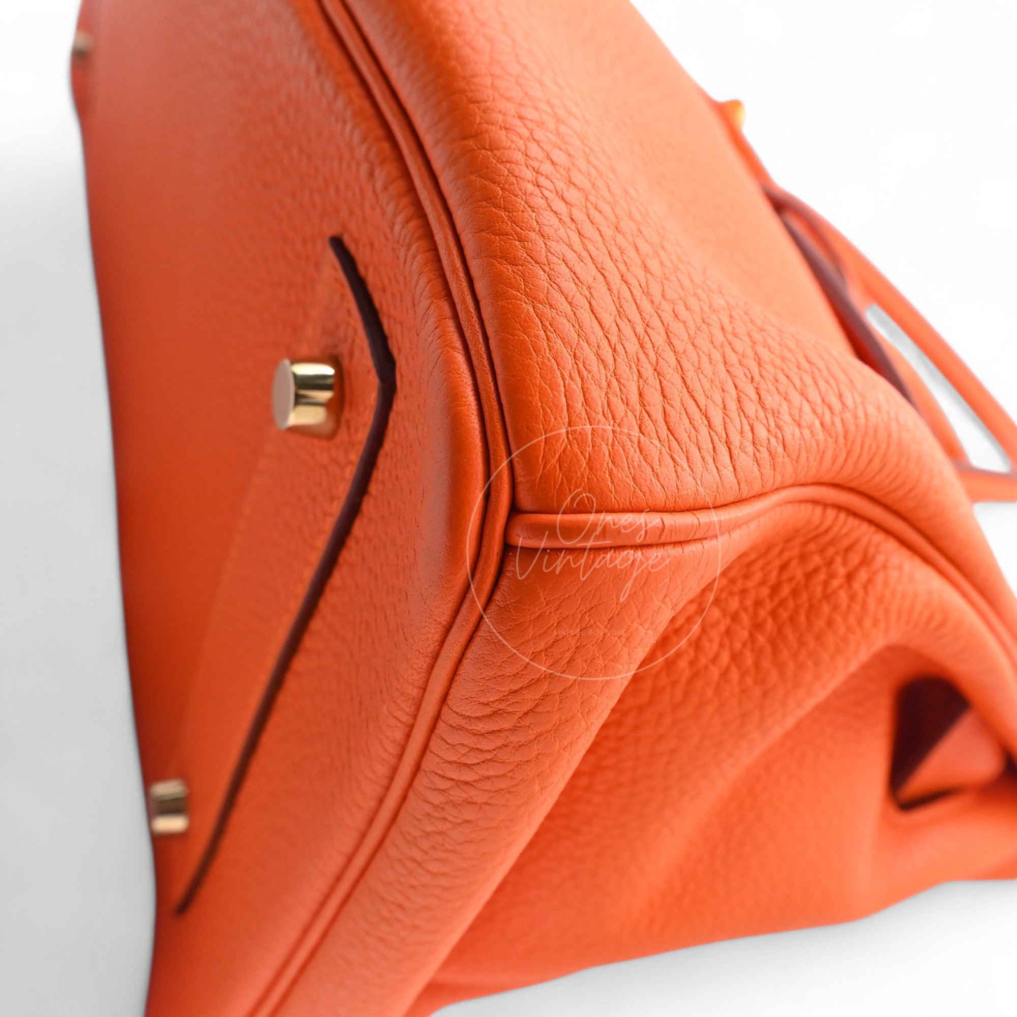 [Pre-owned] Hermes Shoulder Birkin Orange TC GHW Stamp Square N