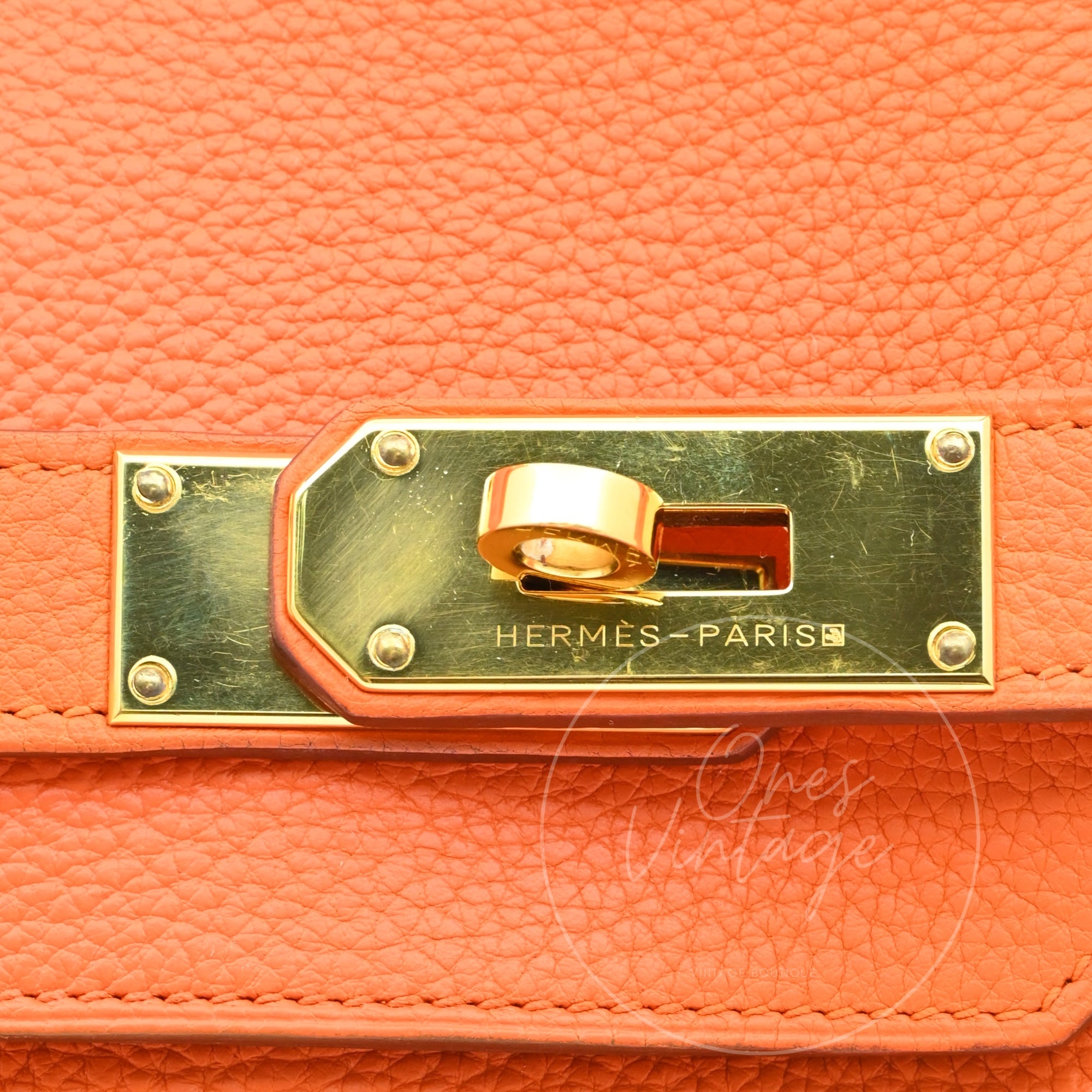 [Pre-owned] Hermes Shoulder Birkin Orange TC GHW Stamp Square N