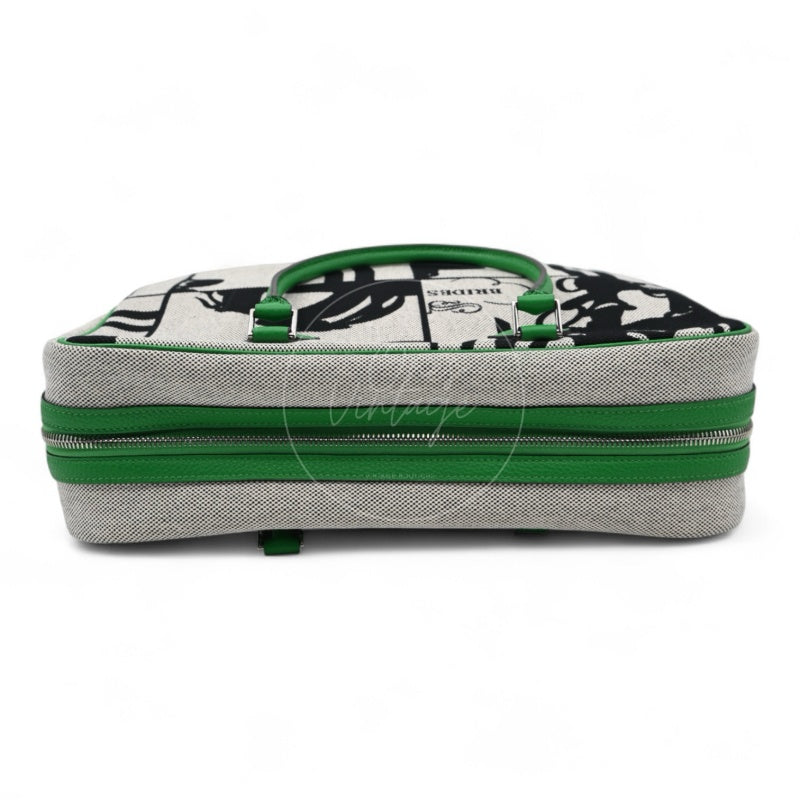 [Pre-owned] Hermes Bamboo Togo and Toile Brides De Gala En Desordre Plume 32