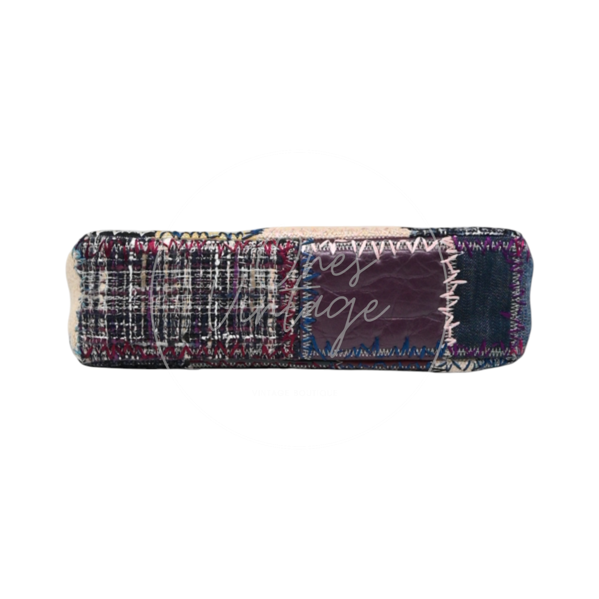 Chanel Denim Tweed Patchwork Jumbo Single Flap SHW Multicolor Series 15