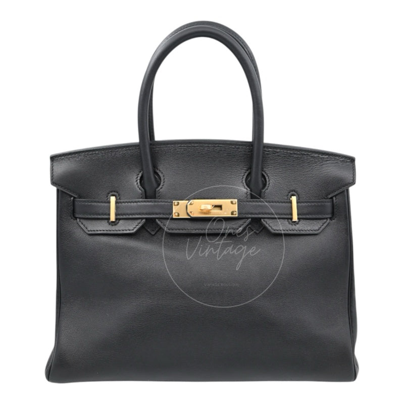 [Pre-owned] Hermes Birkin 30 Noir GHW Stamp Square B