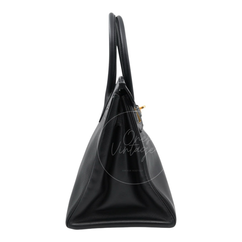 [Pre-owned] Hermes Birkin 30 Noir GHW Stamp Square B