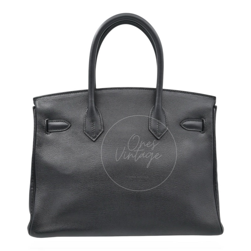 [Pre-owned] Hermes Birkin 30 Noir GHW Stamp Square B