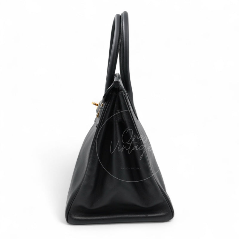 [Pre-owned] Hermes Birkin 30 Noir GHW Stamp Square B