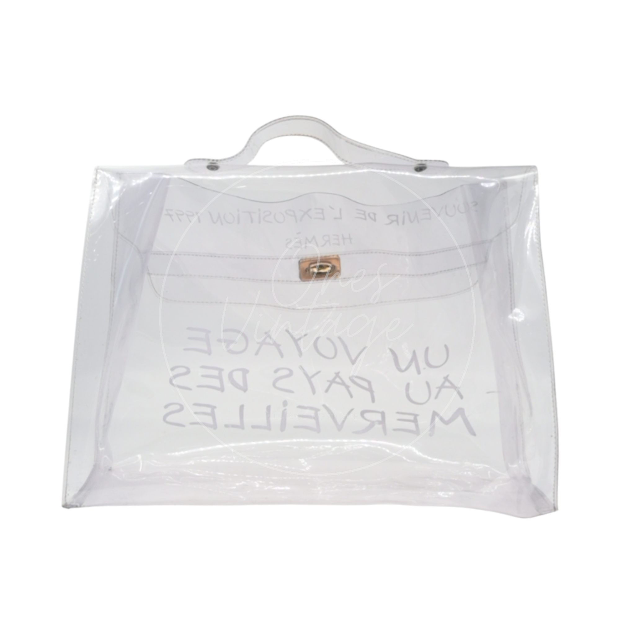 Hermes Vinyl Souvenir De L'Exposition Kelly Transparent GHW Transparent 1997