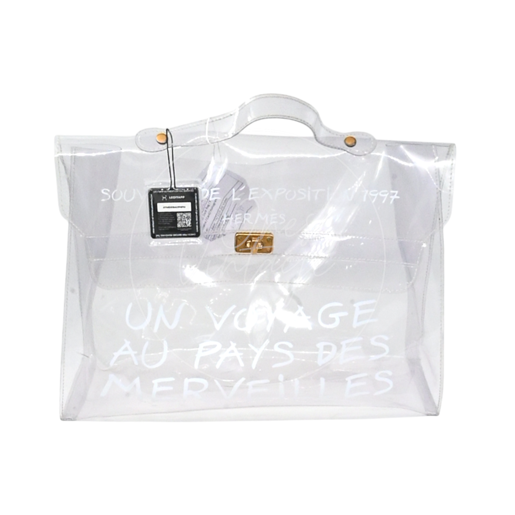 Hermes Vinyl Souvenir De L'Exposition Kelly Transparent GHW Transparent 1997