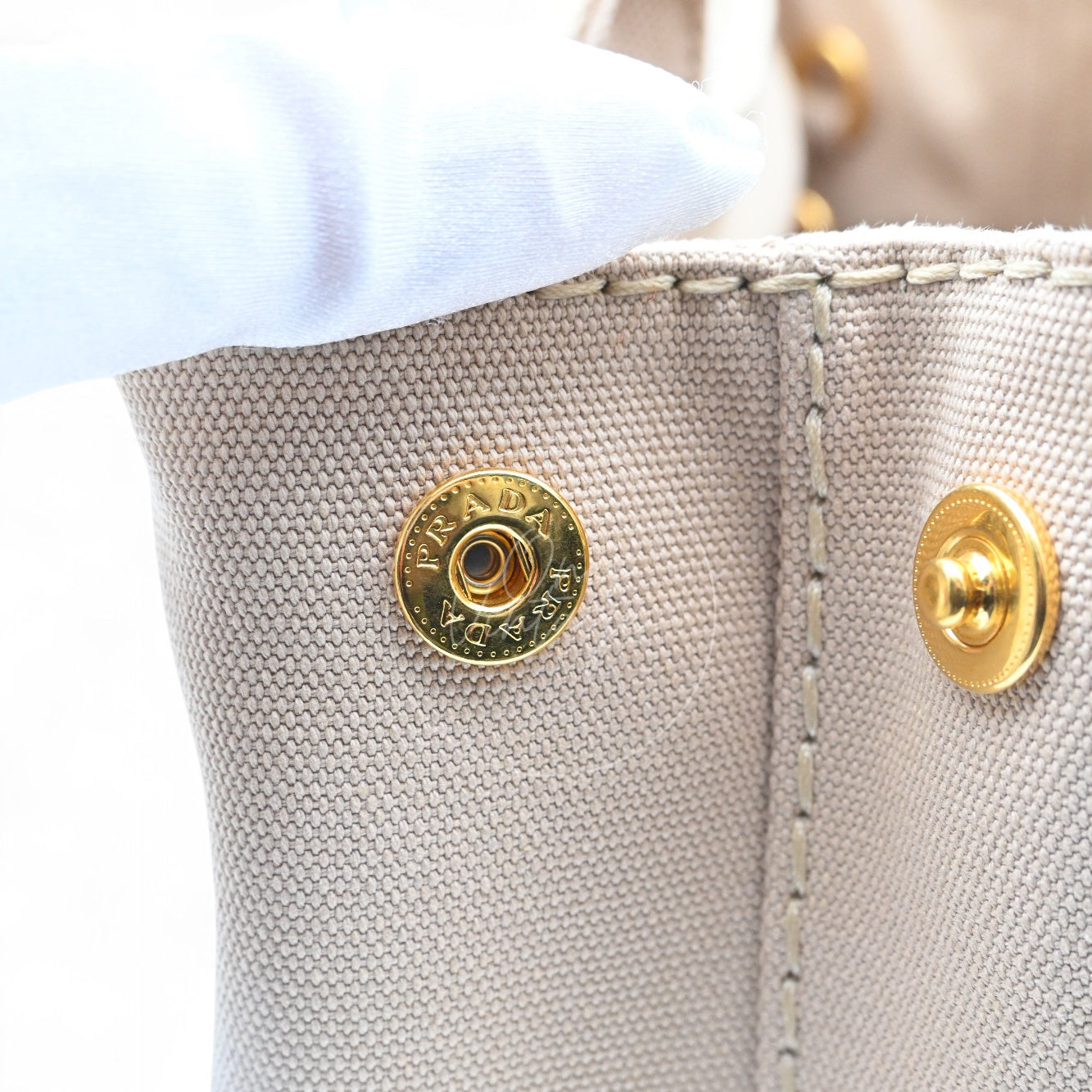 [Pre-owned] Prada 1BG439 Mini Canapa Handbag in Beige Canvas