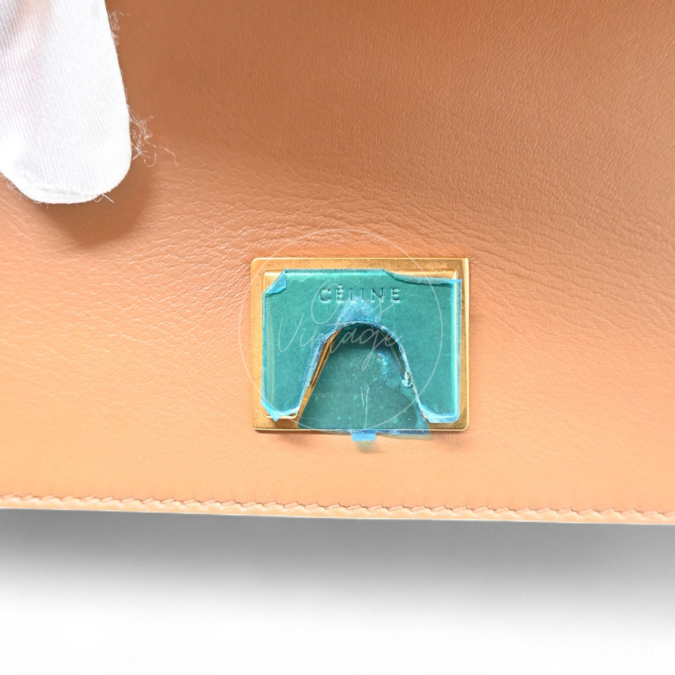 [Unused] Celine Medium Frame Bag Tan Optic White