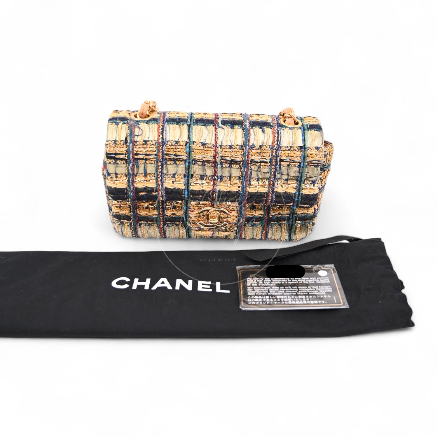 [Per-Owned] Chanel 19A Egyptian Tweed Mini Rectangular Flap Bag