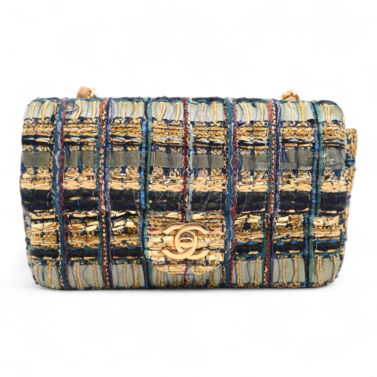 [Per-Owned] Chanel 19A Egyptian Tweed Mini Rectangular Flap Bag