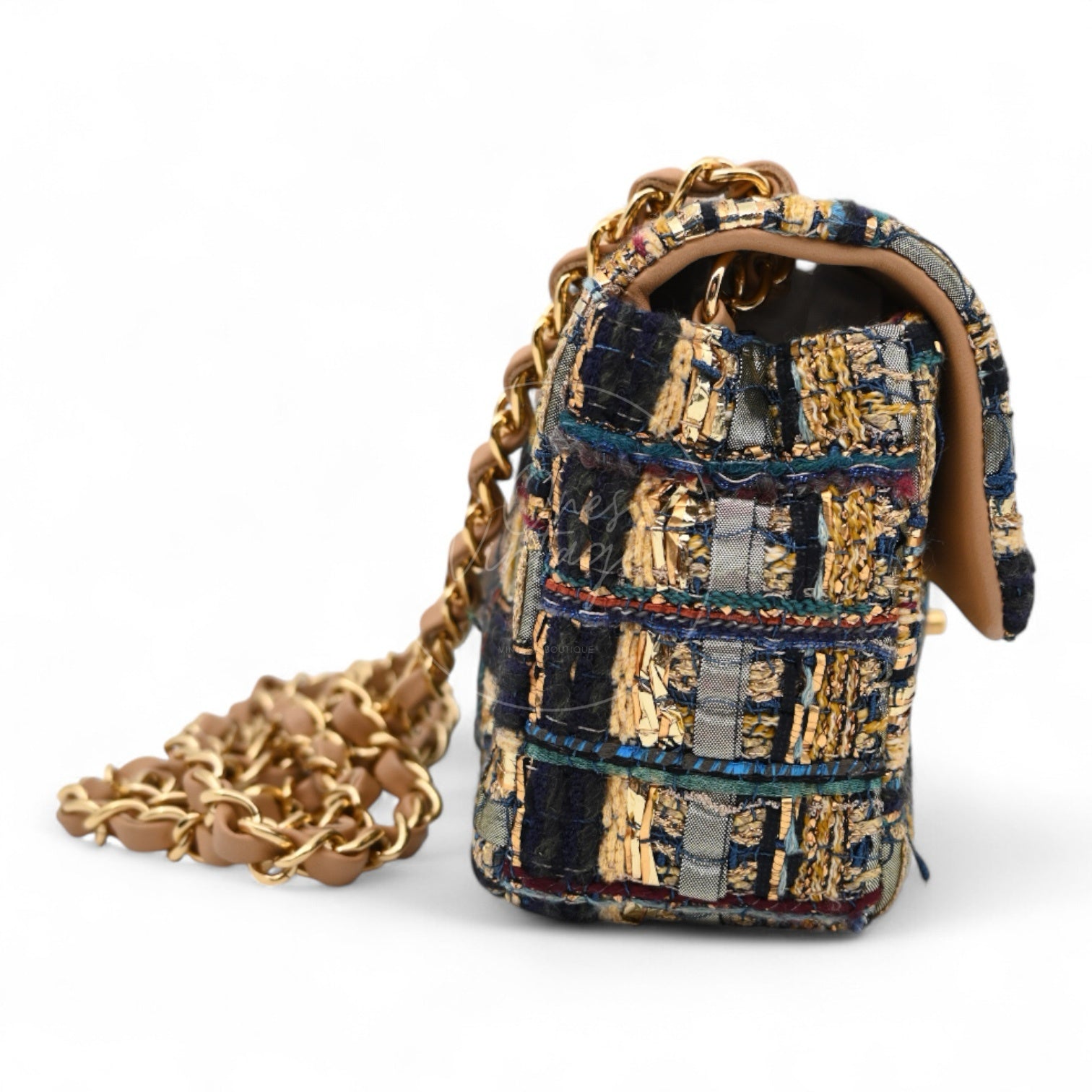 [Per-Owned] Chanel 19A Egyptian Tweed Mini Rectangular Flap Bag