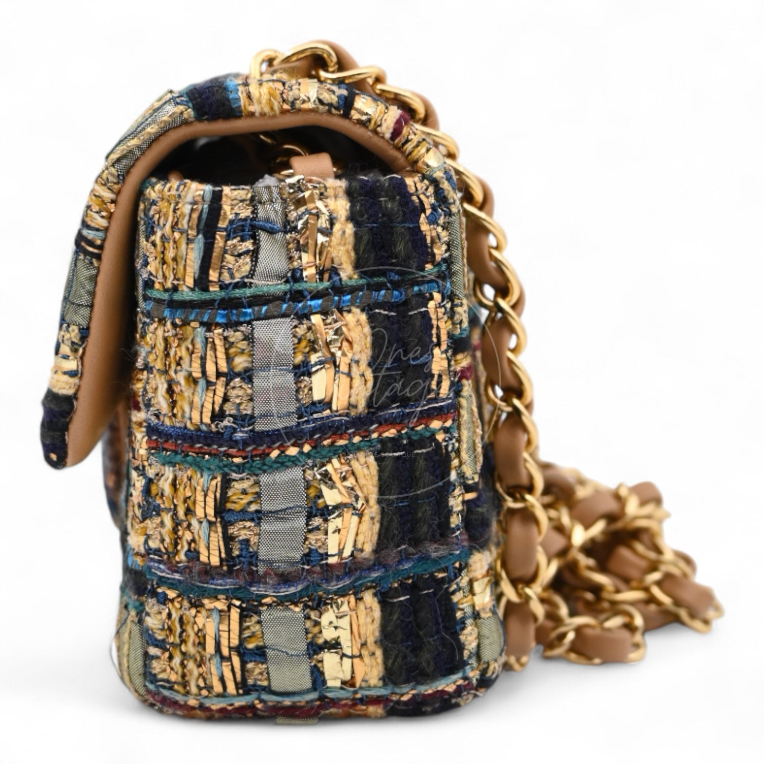 [Per-Owned] Chanel 19A Egyptian Tweed Mini Rectangular Flap Bag