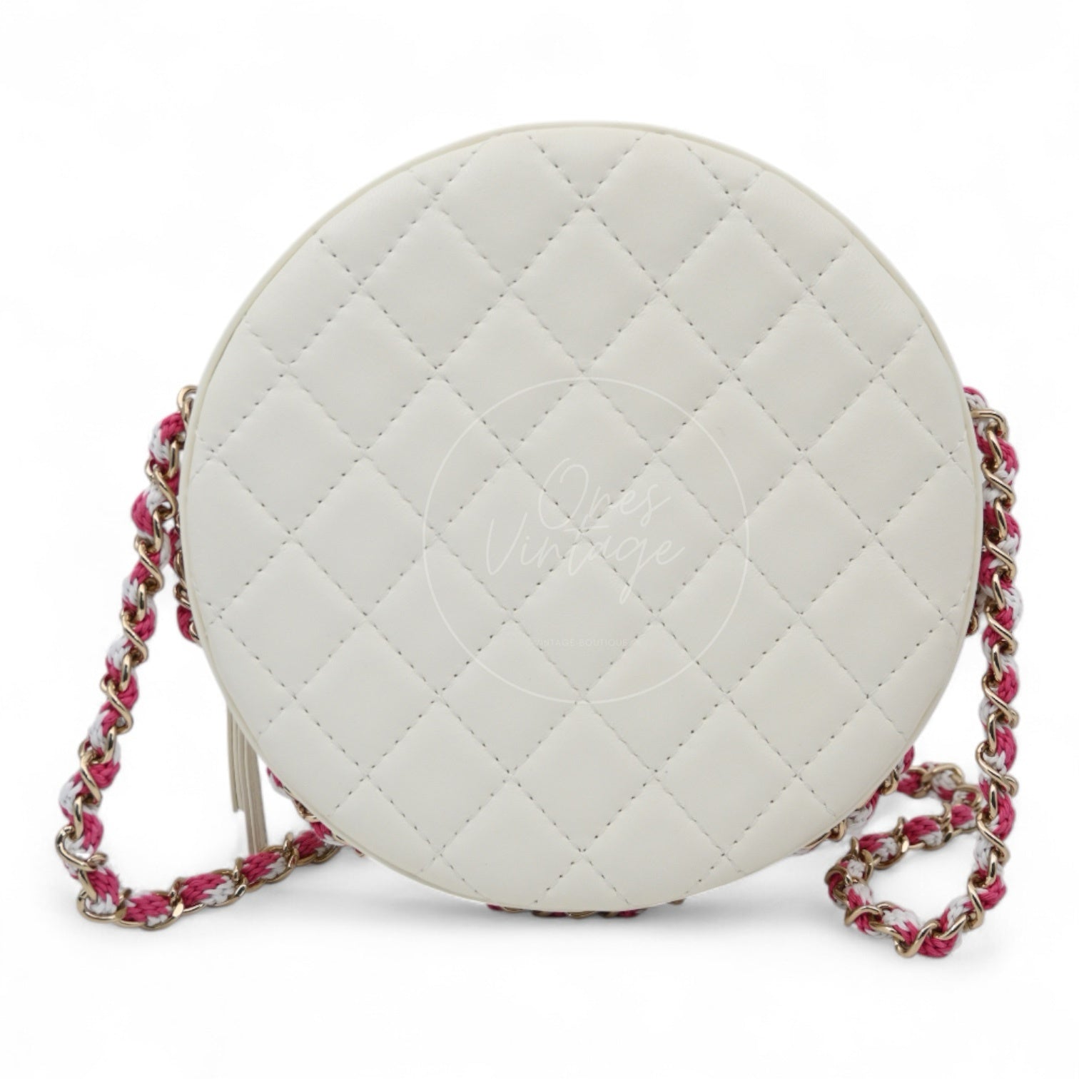 [Pre-owned] Chanel Pink & White Lambskin La Pausa Lifesaver Bag