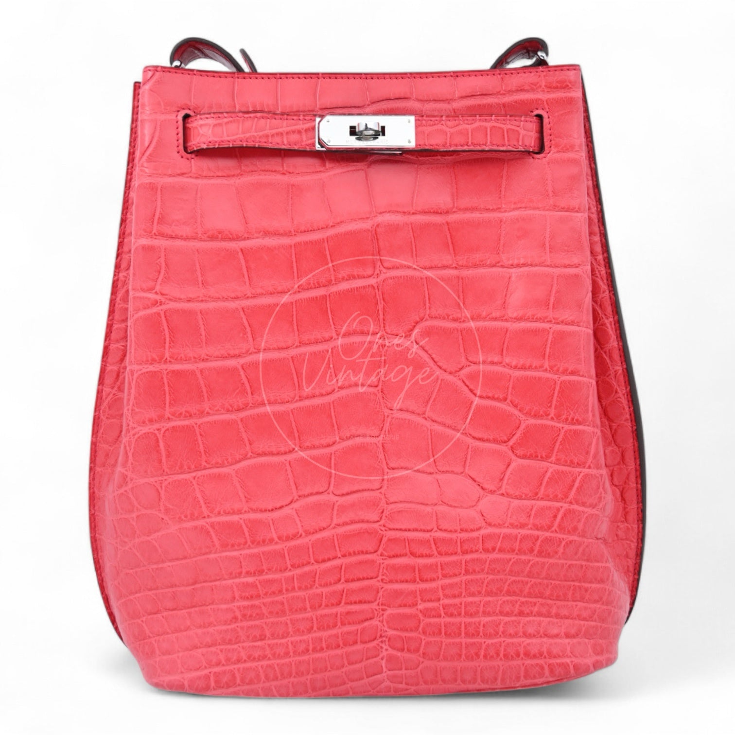 [Pre-Owned] Hermes So Kelly 22 Croco Pink Stamp O PHW