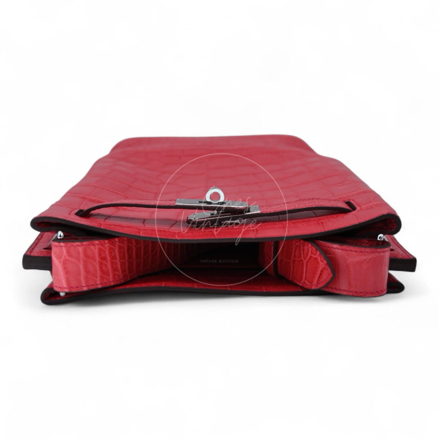 [Pre-Owned] Hermes So Kelly 22 Croco Pink Stamp O PHW