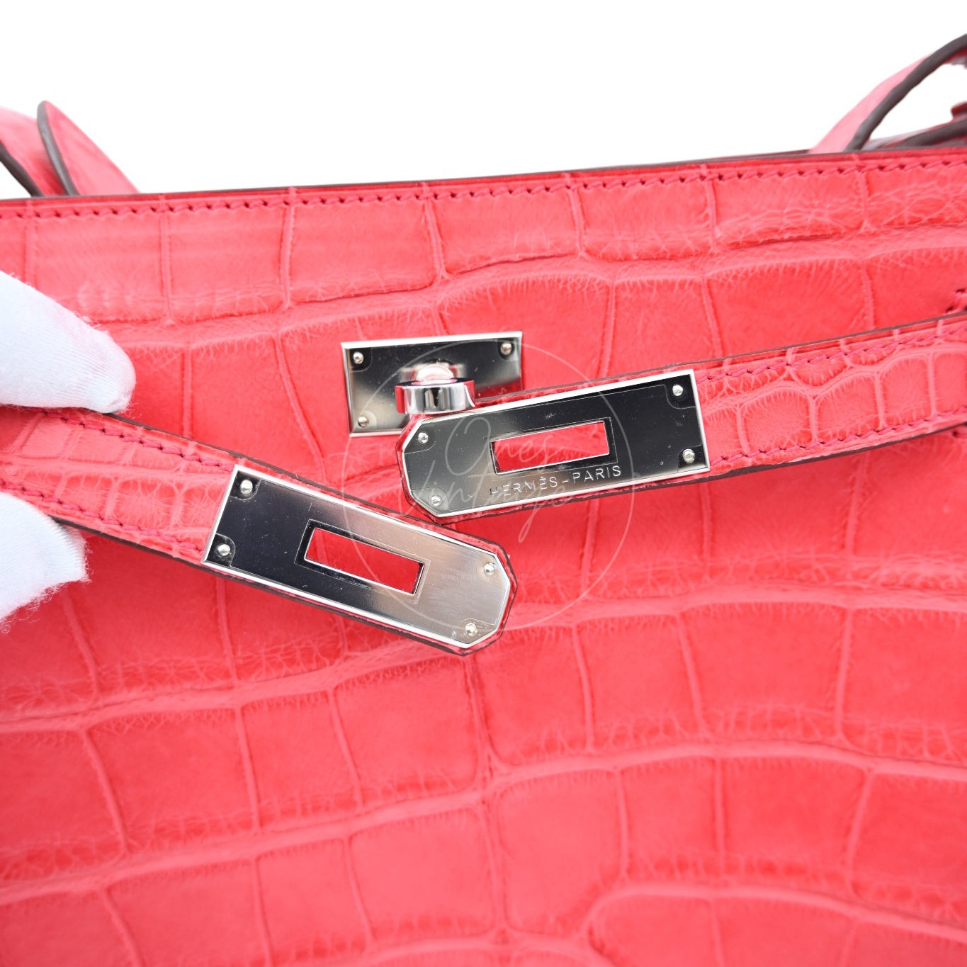 [Pre-Owned] Hermes So Kelly 22 Croco Pink Stamp O PHW