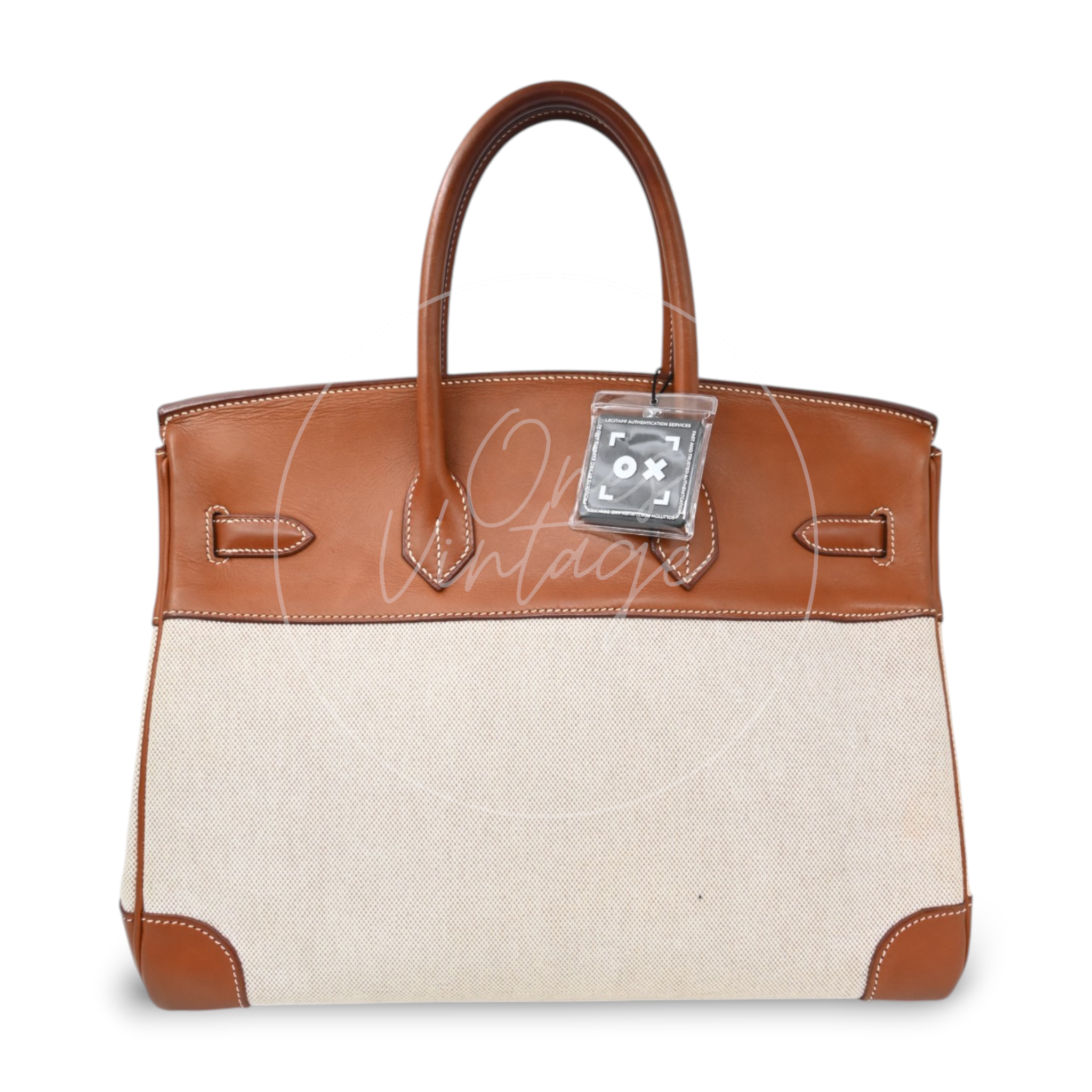 Hermes Birkin 35 Fabrics x Barenia GHW Beige Brown Square H