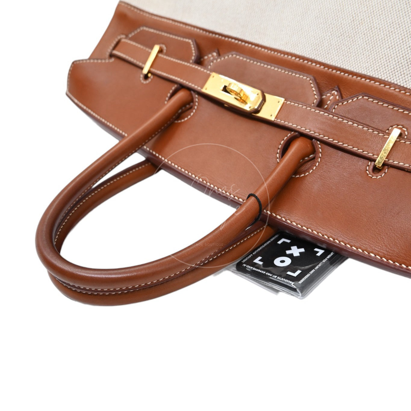 Hermes Birkin 35 Fabrics x Barenia GHW Beige Brown Square H