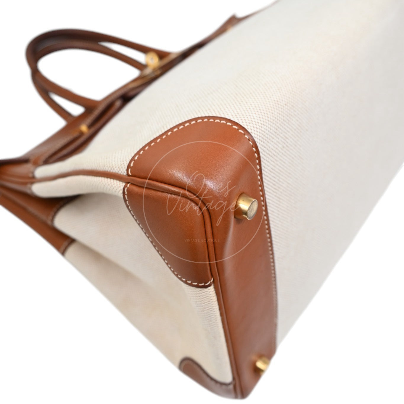 Hermes Birkin 35 Fabrics x Barenia GHW Beige Brown Square H