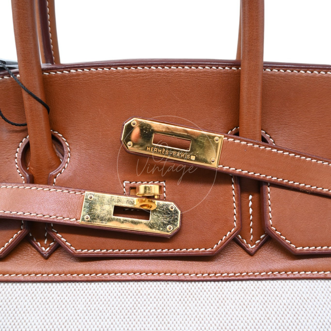 Hermes Birkin 35 Fabrics x Barenia GHW Beige Brown Square H