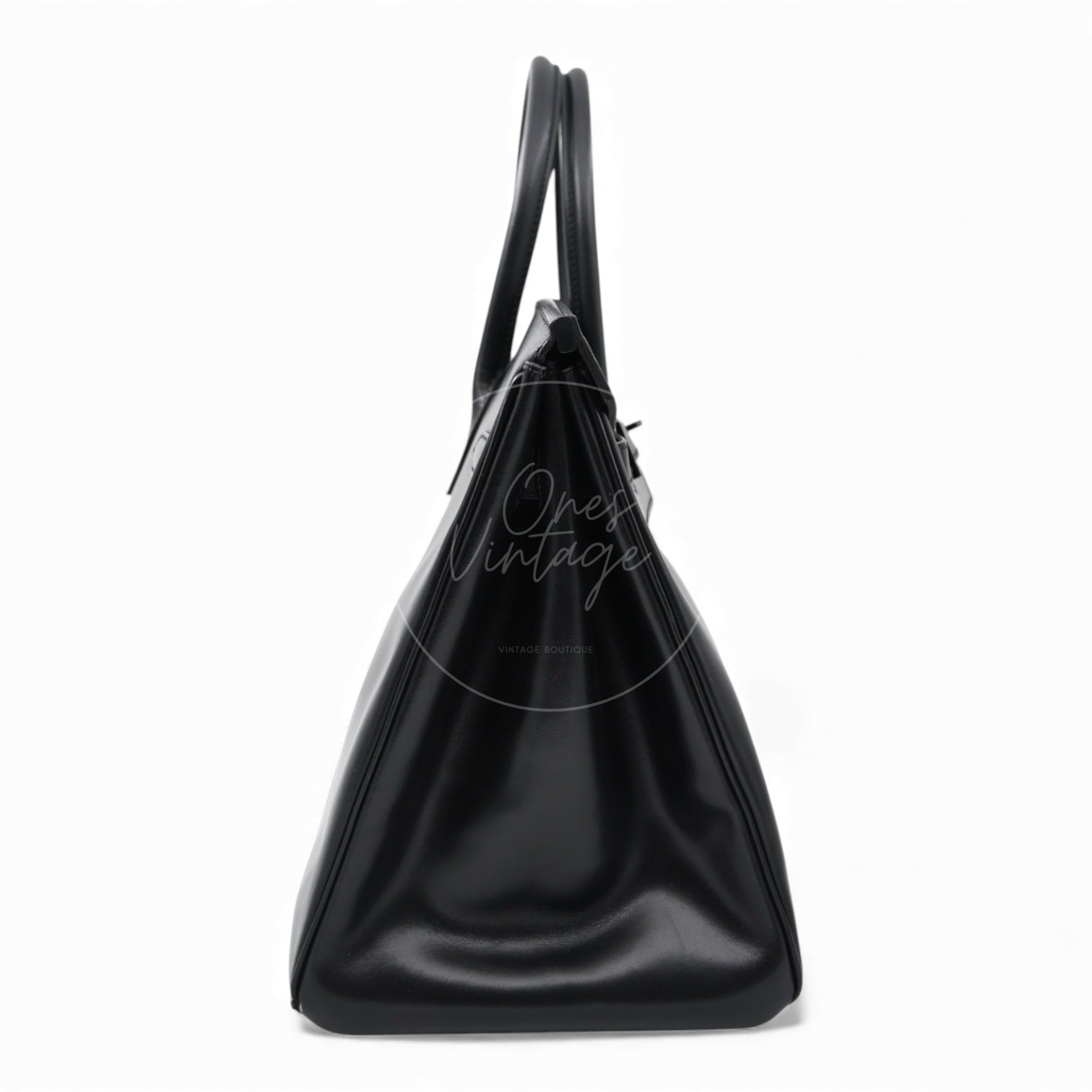 [Per-Owned] Hermes Birkin 35 So Black Stamp Square O Handbag