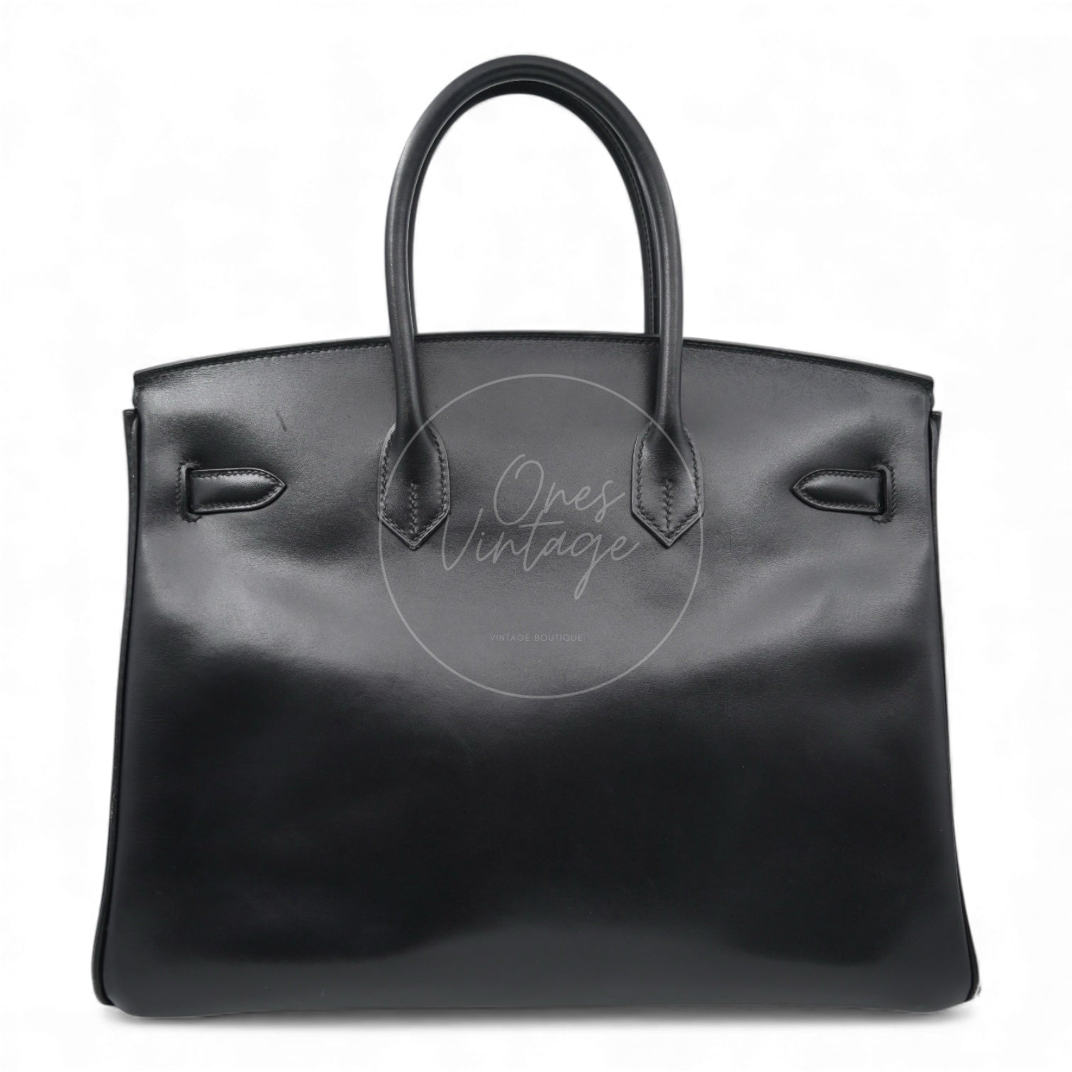 [Per-Owned] Hermes Birkin 35 So Black Stamp Square O Handbag