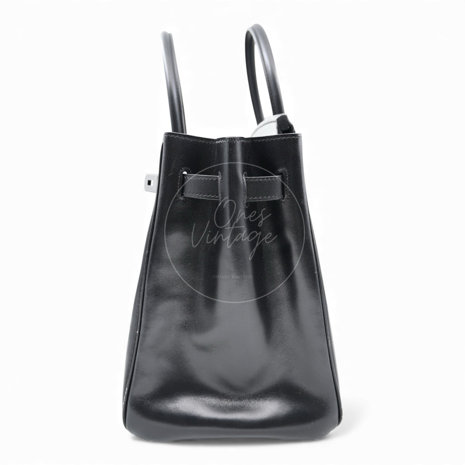 [Per-Owned] Hermes Birkin 35 So Black Stamp Square O Handbag