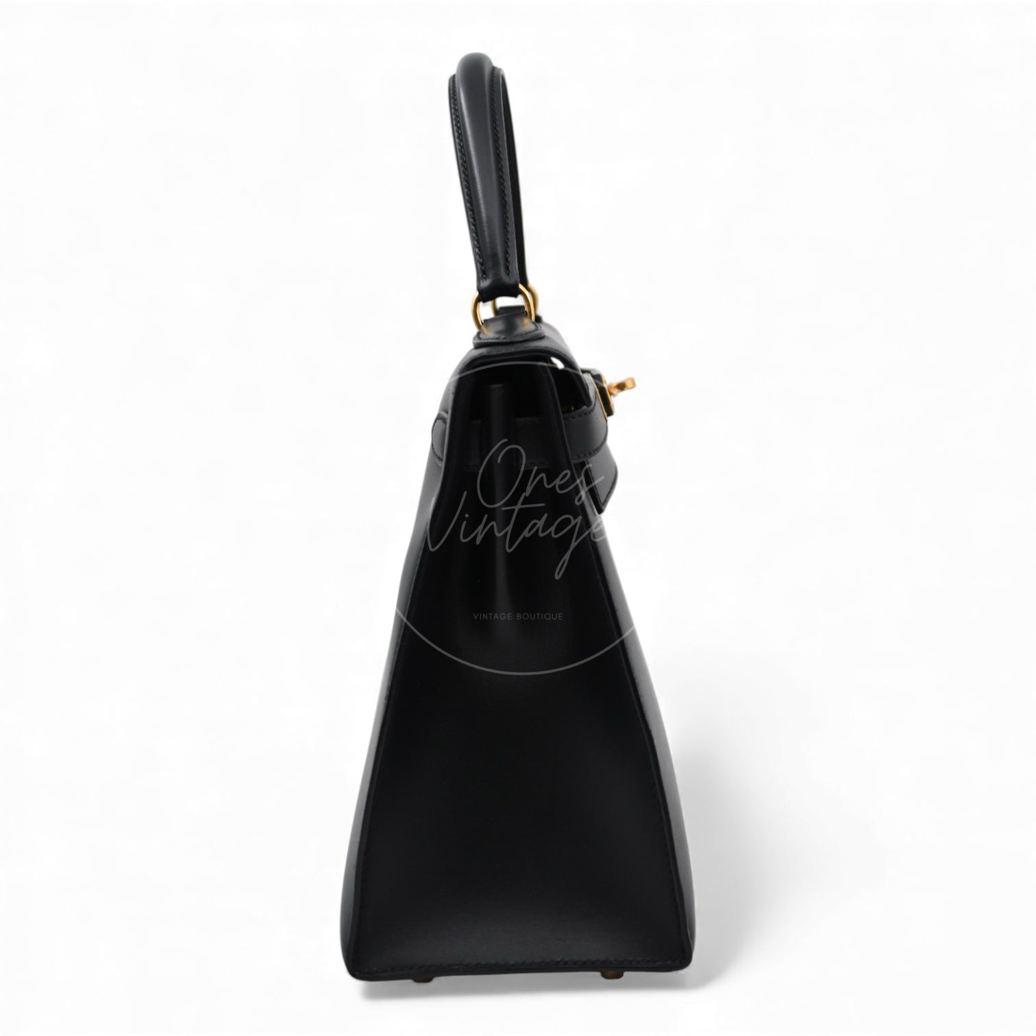 [Pre-Owned] Hermes Kelly 28 GHW Stamp Circle Z Box Caft Black Handbag