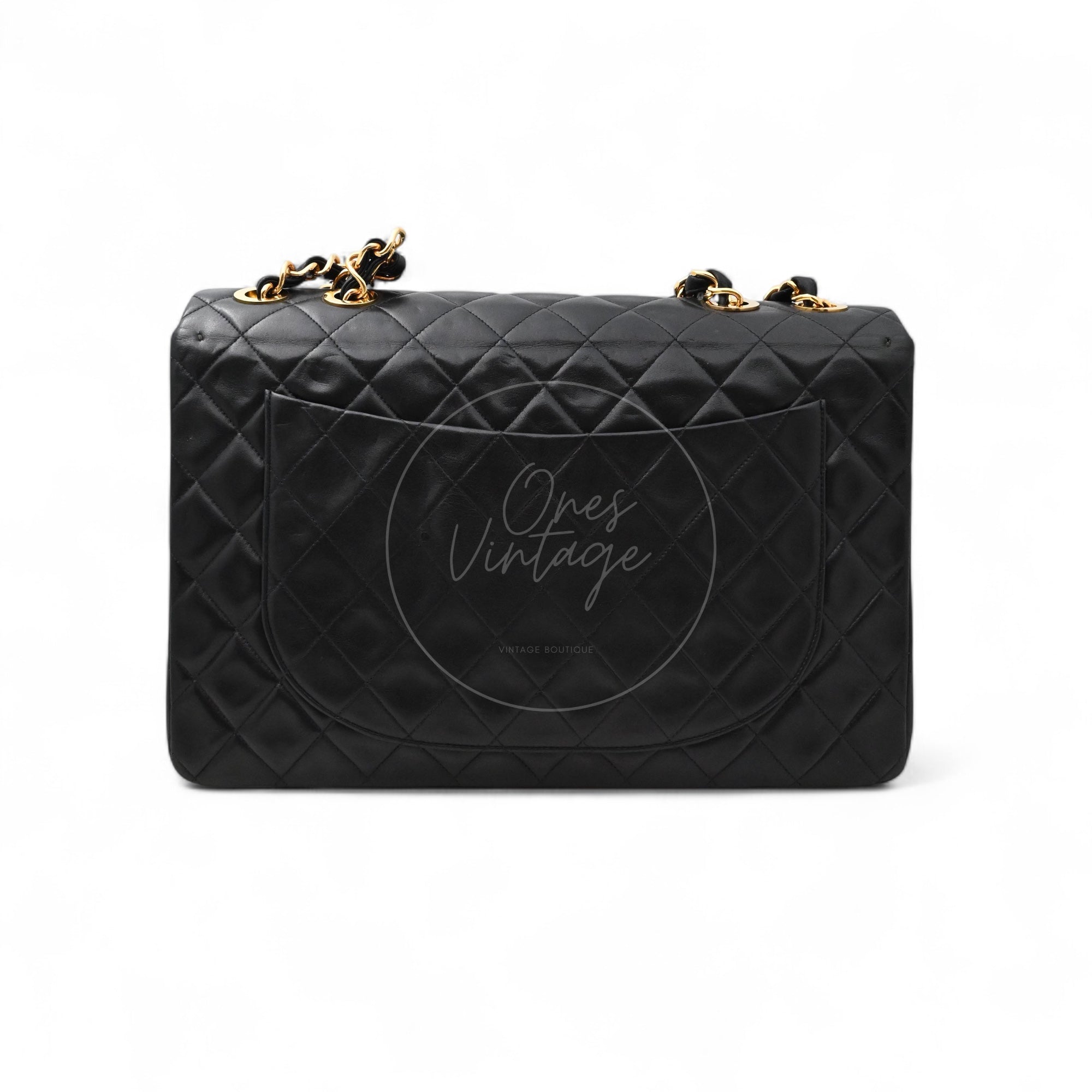 [Pre-owned] Chanel Black Calfskin Maxi Flap Bag