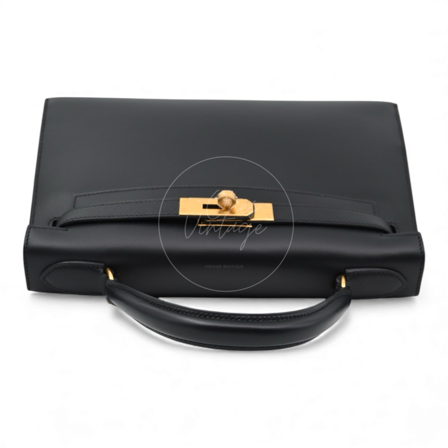 [Pre-Owned] Hermes Kelly 28 GHW Stamp Circle Z Box Caft Black Handbag