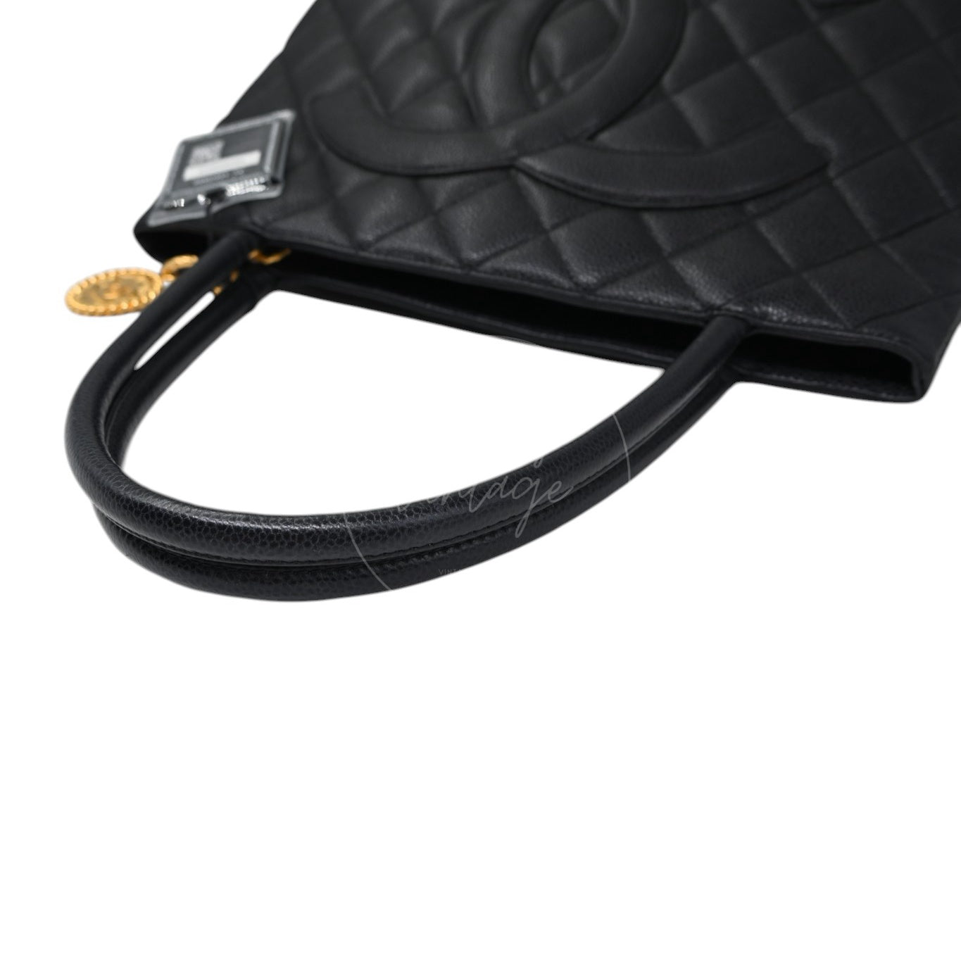 Chanel Black Caviar Vintage Medallion Tote Bag GHW Black Series 6
