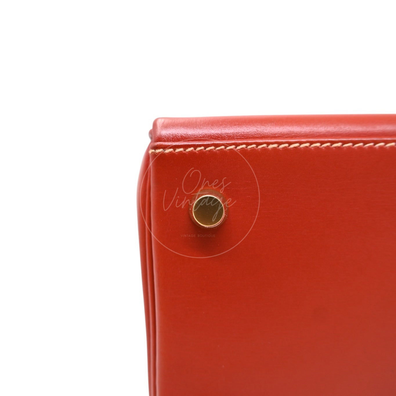 Hermes Kelly 28 Box Leather Handbag GHW Brique Circle W