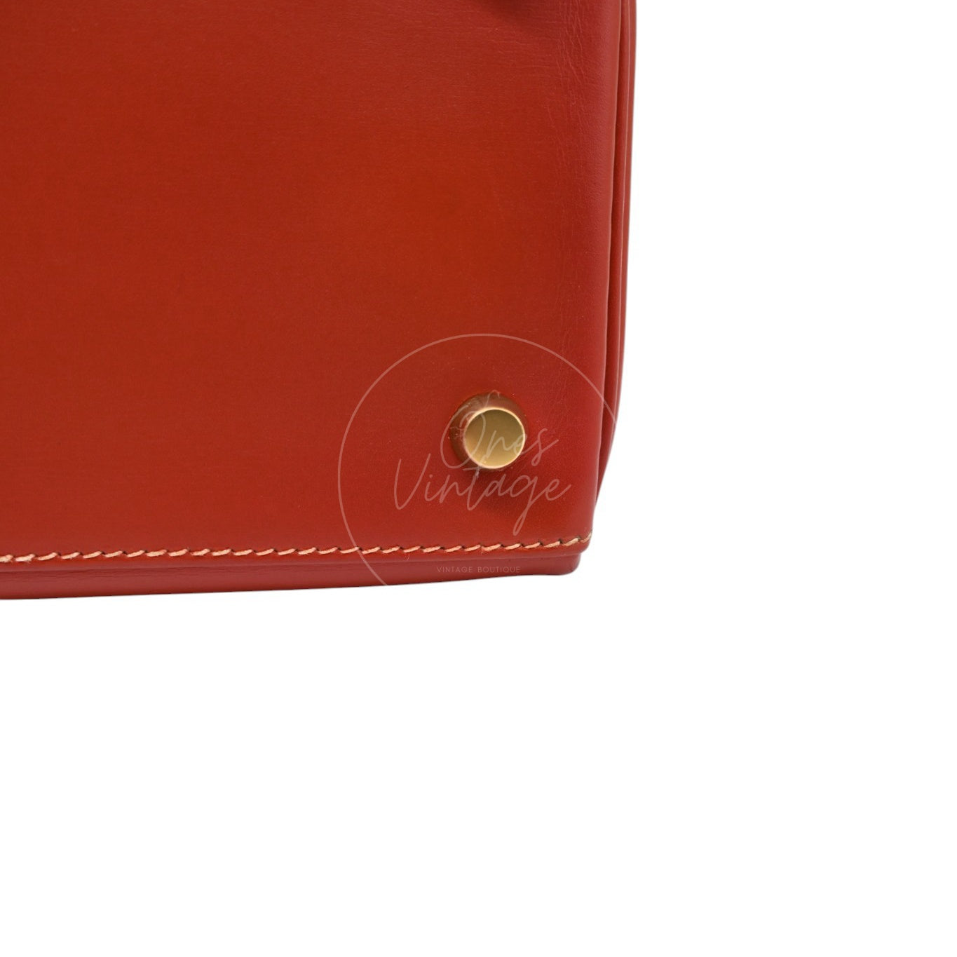 Hermes Kelly 28 Box Leather Handbag GHW Brique Circle W