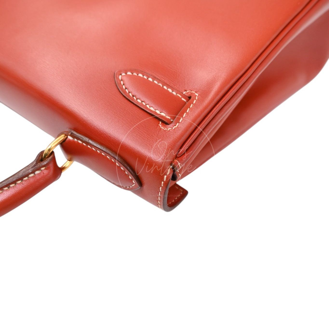 Hermes Kelly 28 Box Leather Handbag GHW Brique Circle W