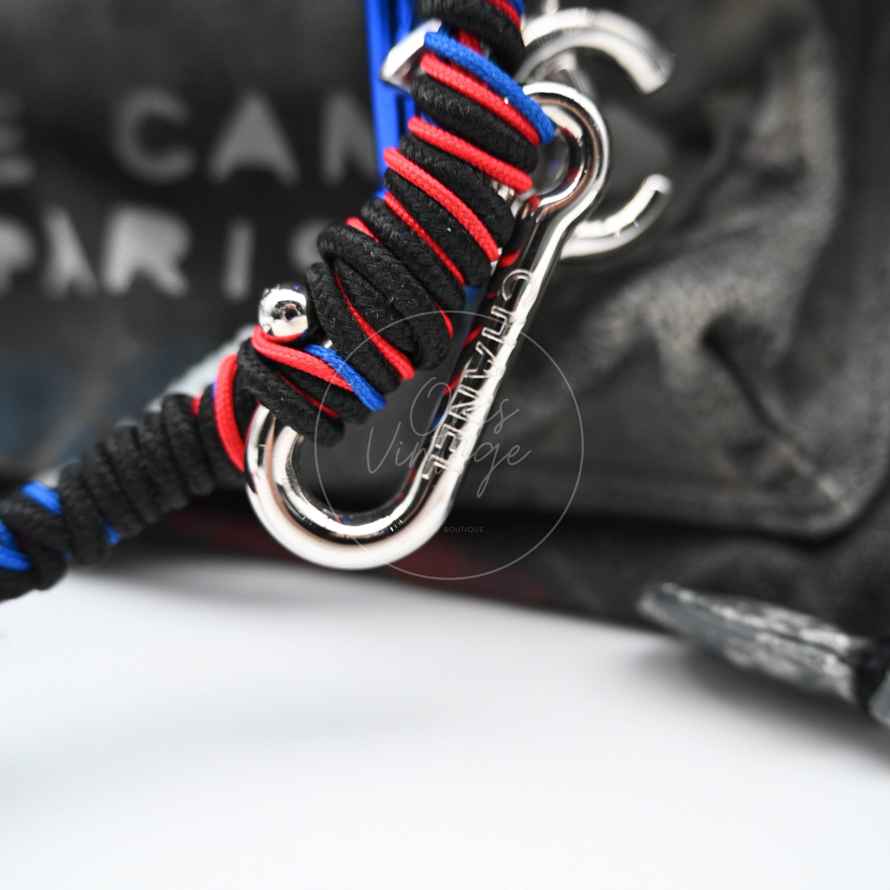 [Pre-owned] Chanel Vintage Graffiti Cotton Canvas Grey Backpack