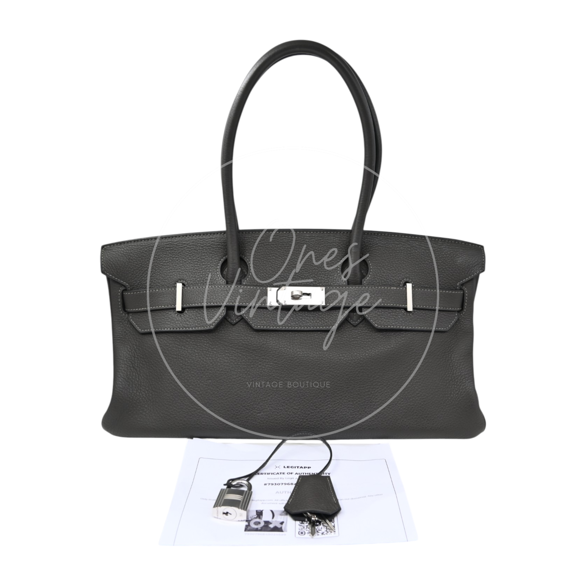 Hermes Shoulder Birkin PHW Gris Graphite Square M