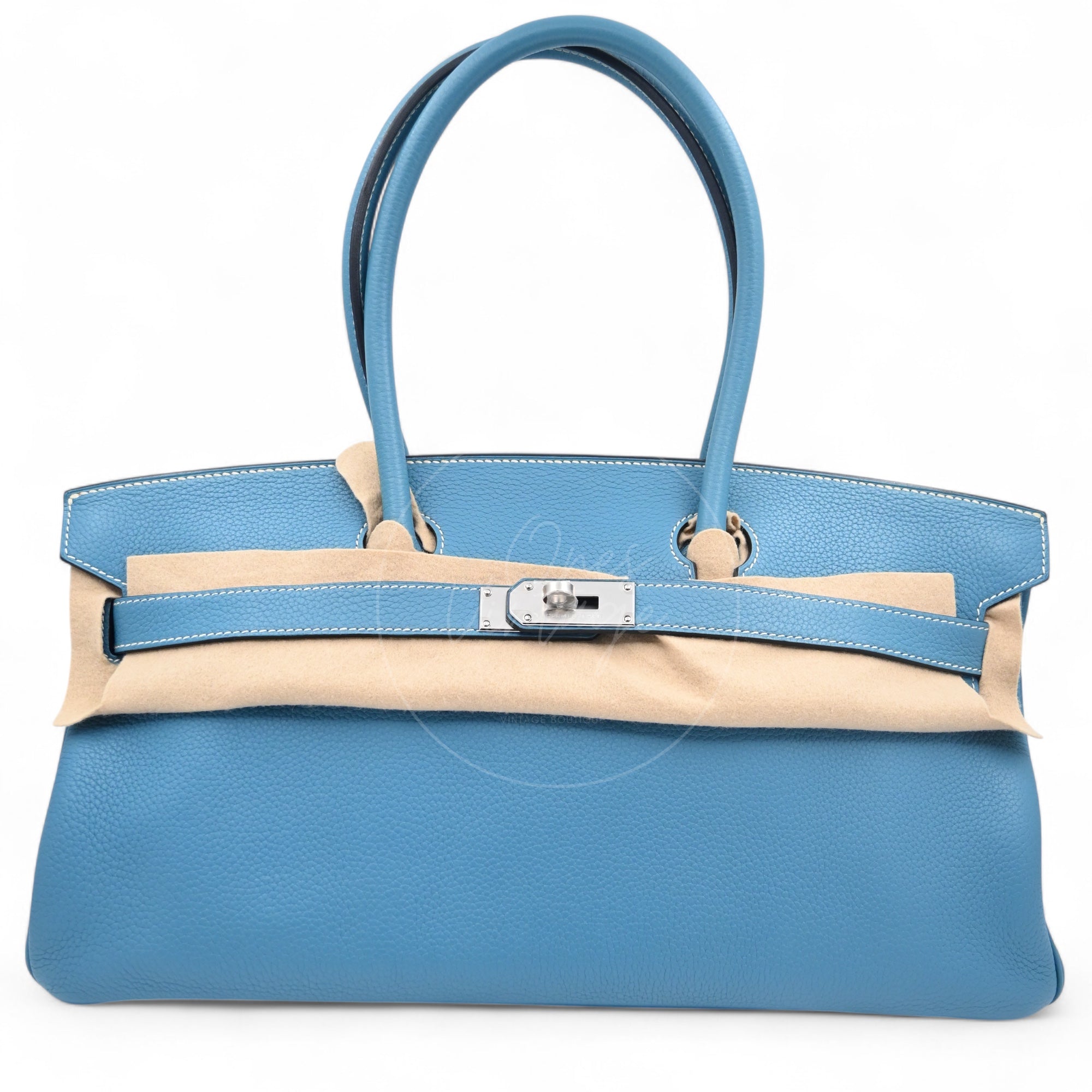 [Pre-owned] Hermes Shoulder Birkin Denim Blue Togo PHW Stamp Square M
